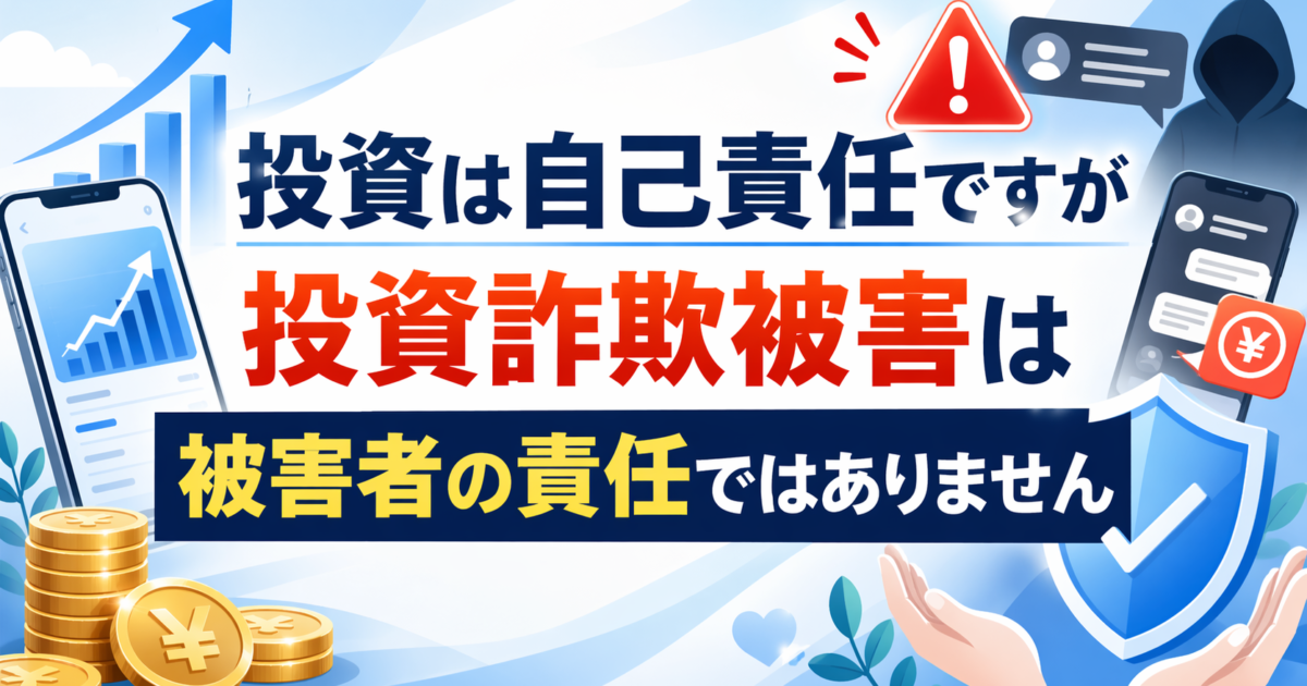 投資は自己責任ですが投資詐欺被害は被害者の責任ではありません