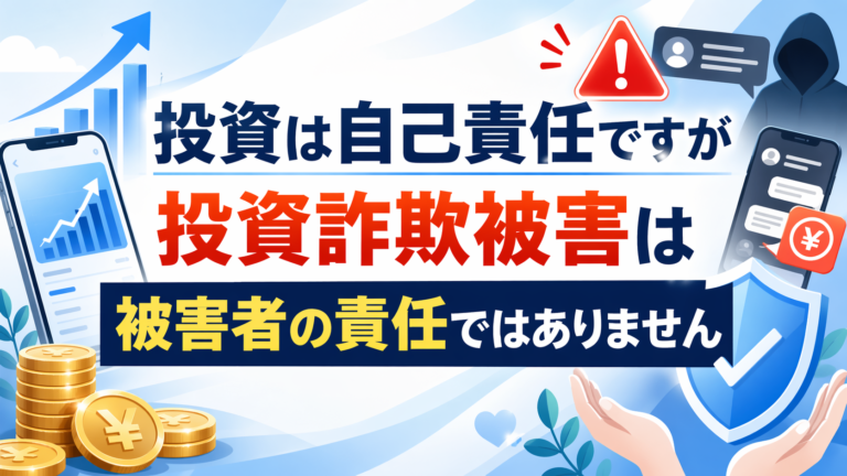 投資は自己責任ですが投資詐欺被害は被害者の責任ではありません