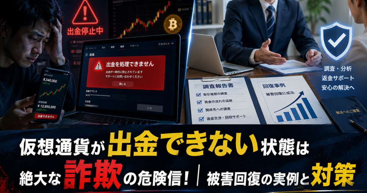 仮想通貨が出金できない状態は絶大な詐欺の危険信！｜被害回復の実例と対策