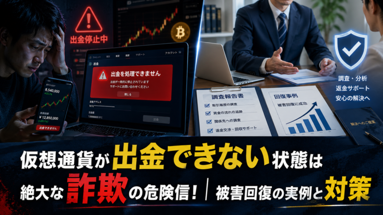 仮想通貨が出金できない状態は絶大な詐欺の危険信！｜被害回復の実例と対策