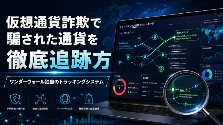 仮想通貨詐欺で騙された通貨を徹底追跡方｜ワンダーウォール独自のトラッキングシステム