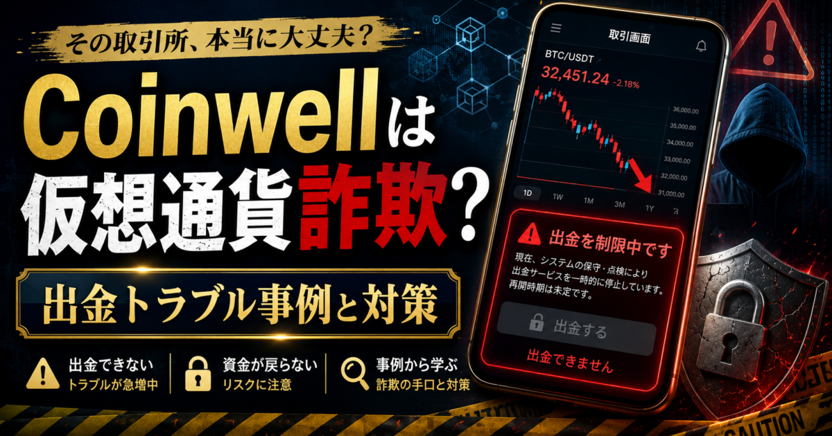Coinwellは仮想通貨詐欺？出金トラブル事例と対策
