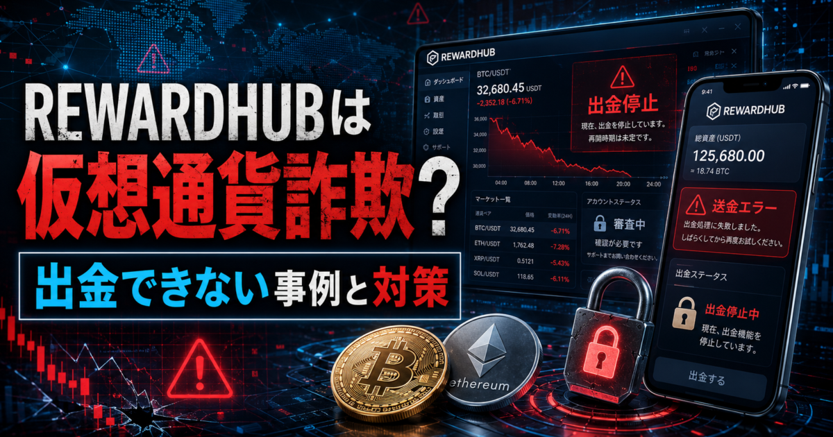 REWARDHUBは仮想通貨詐欺？出金できない事例と対策