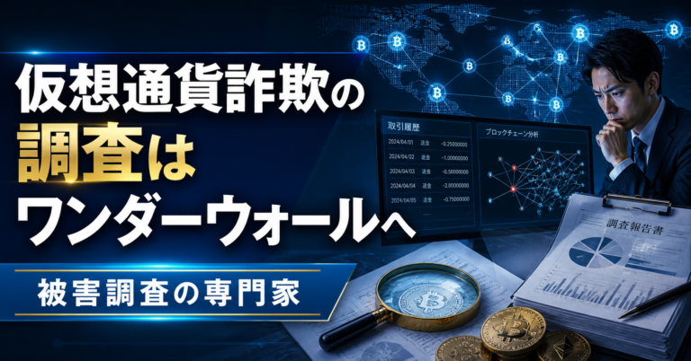 仮想通貨詐欺の調査はワンダーウォールへ｜被害調査の専門家