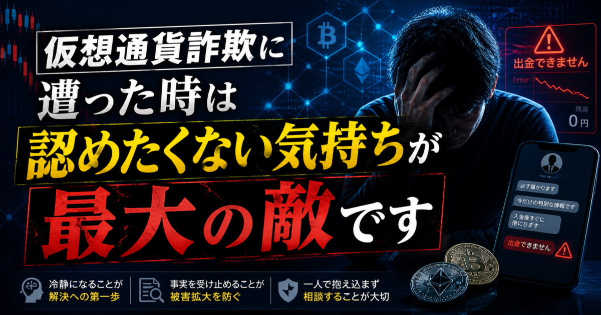 仮想通貨詐欺に遭った時は認めたくない気持ちが最大の敵です