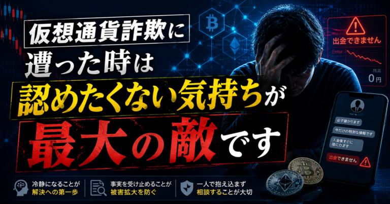 仮想通貨詐欺に遭った時は認めたくない気持ちが最大の敵です