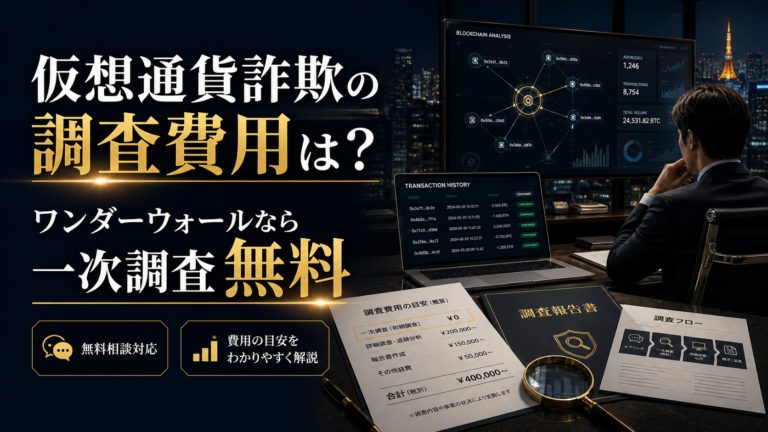 仮想通貨詐欺の調査費用は？ワンダーウォールなら一次調査無料