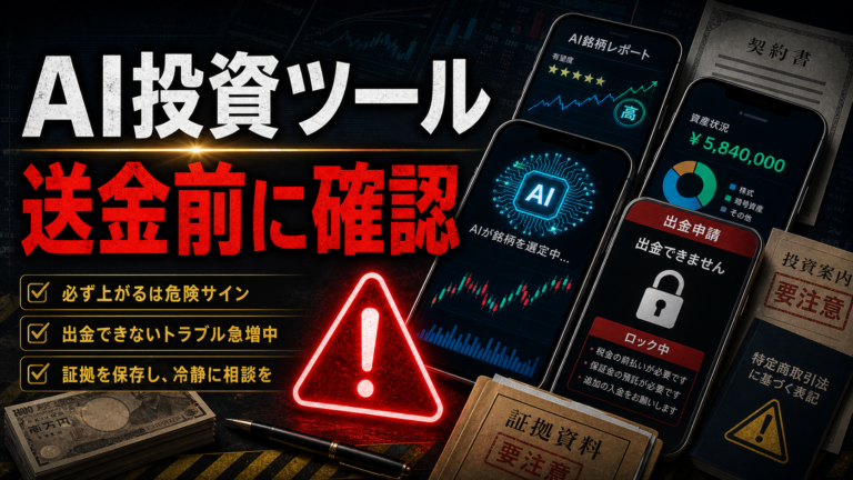 AI投資ツール系の勧誘に注意｜AI銘柄選定・投資助言契約で確認すべきこと