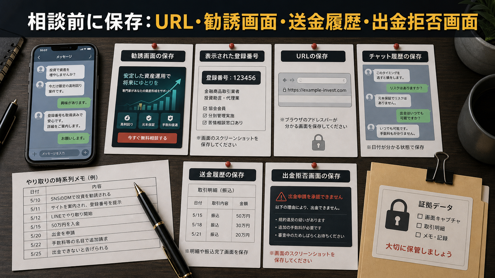 エアーズシー証券をかたる詐称勧誘で保存したい証拠