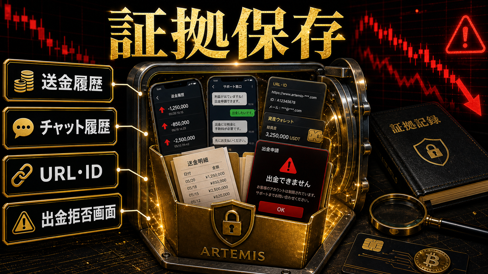 ARTEMISの出金トラブルで保存すべき証拠