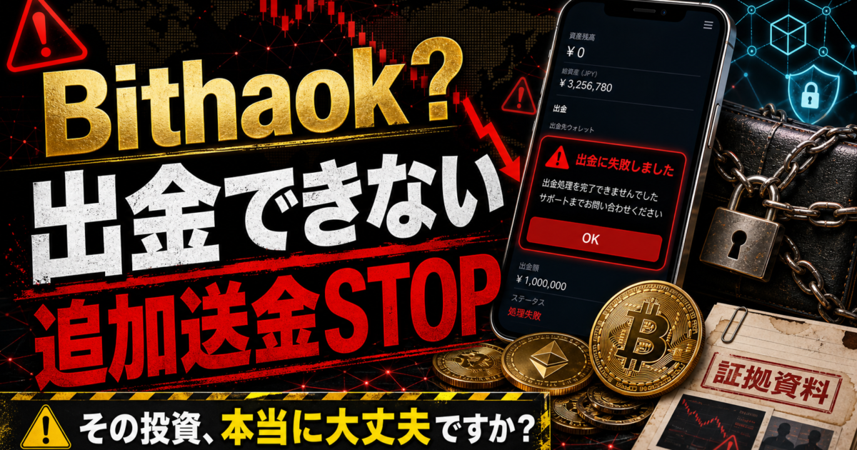 Bithaokを名乗る仮想通貨サービスで出金できない場合や追加送金を求められた場合の注意喚起