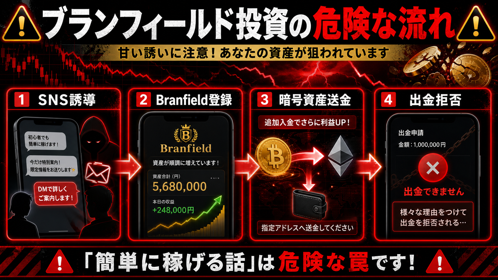 Branfieldを名乗る投資誘導の流れ