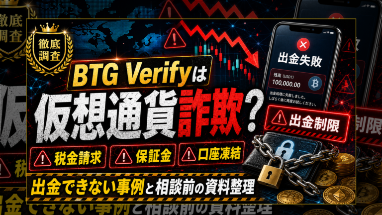 BTG Verifyは仮想通貨詐欺？出金できないトラブルも？