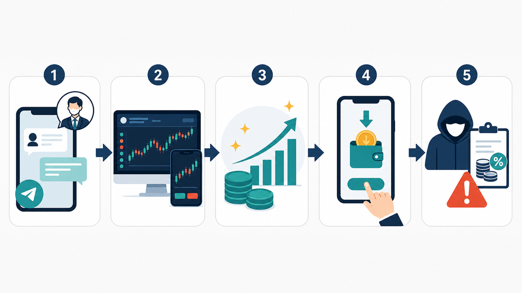 仮想通貨投資詐欺の流れ