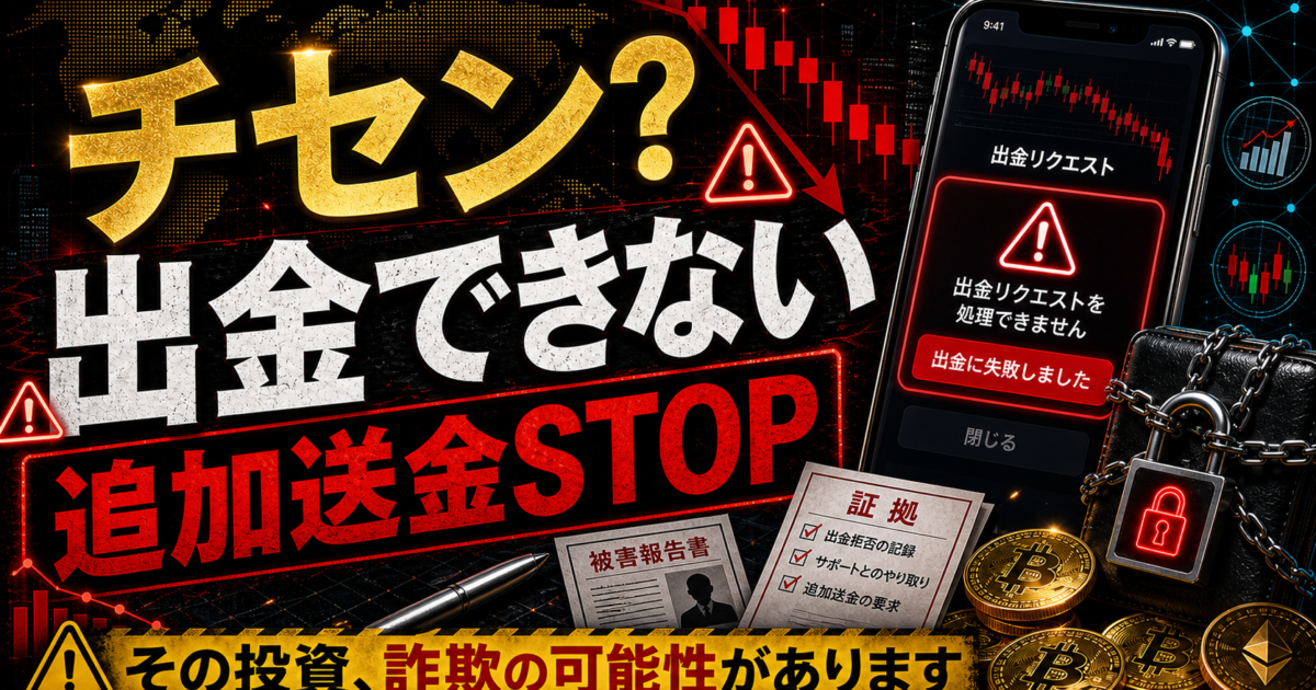 チセン未来価値向上プランの出金トラブルと追加送金停止を呼びかける注意喚起アイキャッチ