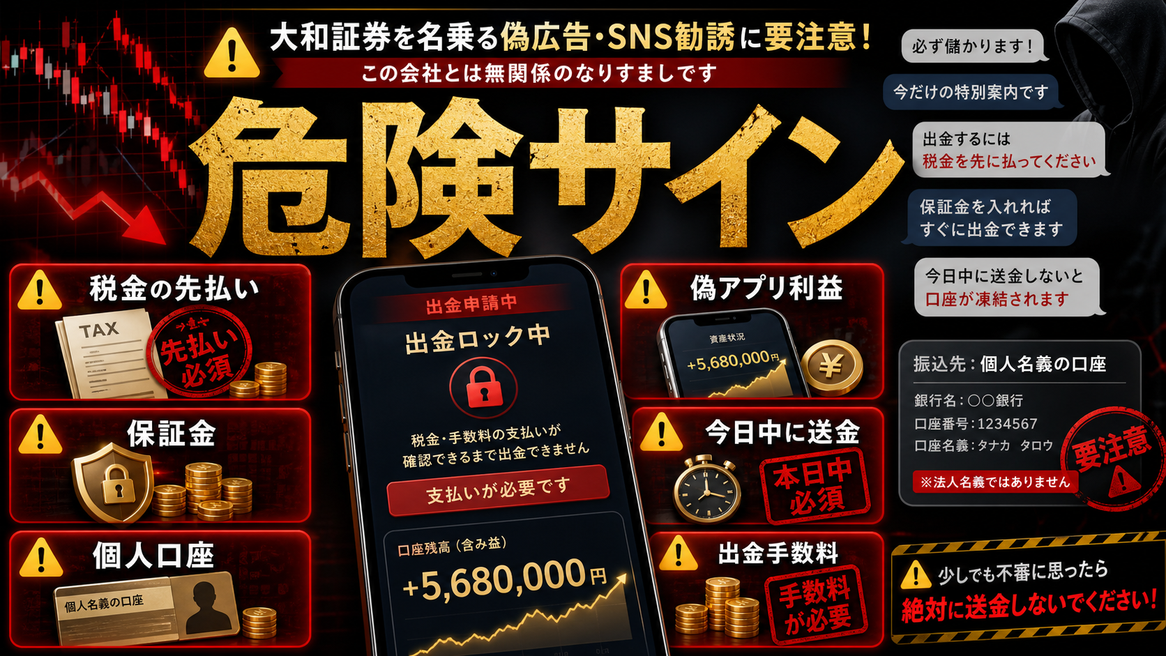大和証券名をかたる偽広告やSNS勧誘で注意したい危険サイン