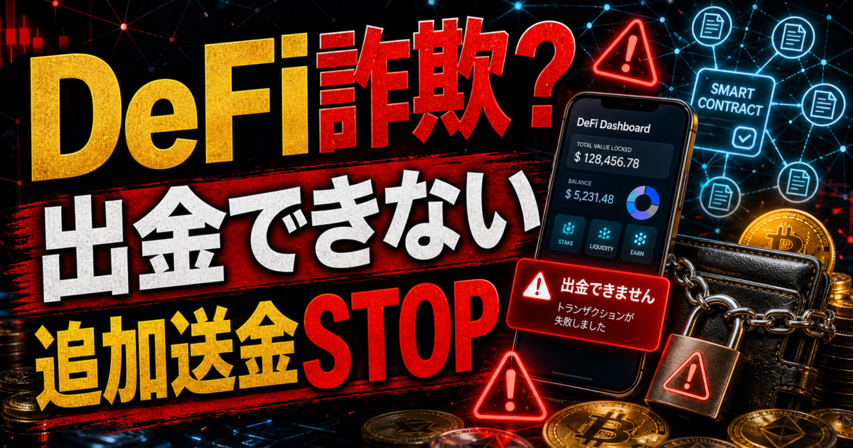 DeFi詐欺で出金できない時や税金や保証金を請求された時の注意喚起