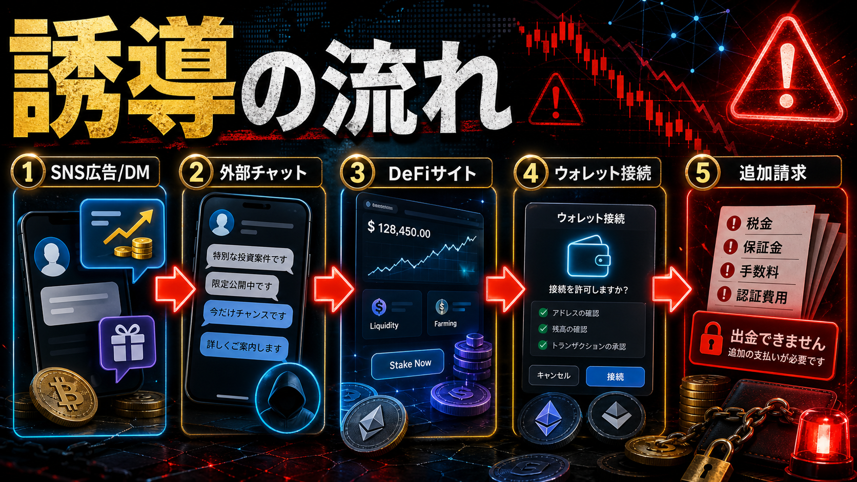 DeFi詐欺でSNSから出金トラブルへ進む流れ