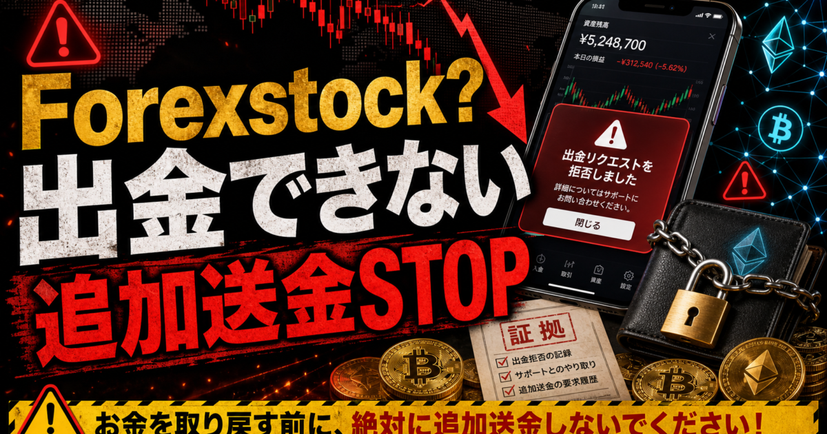 Forexstockの出金トラブルや追加送金の危険サインをまとめた注意喚起アイキャッチ