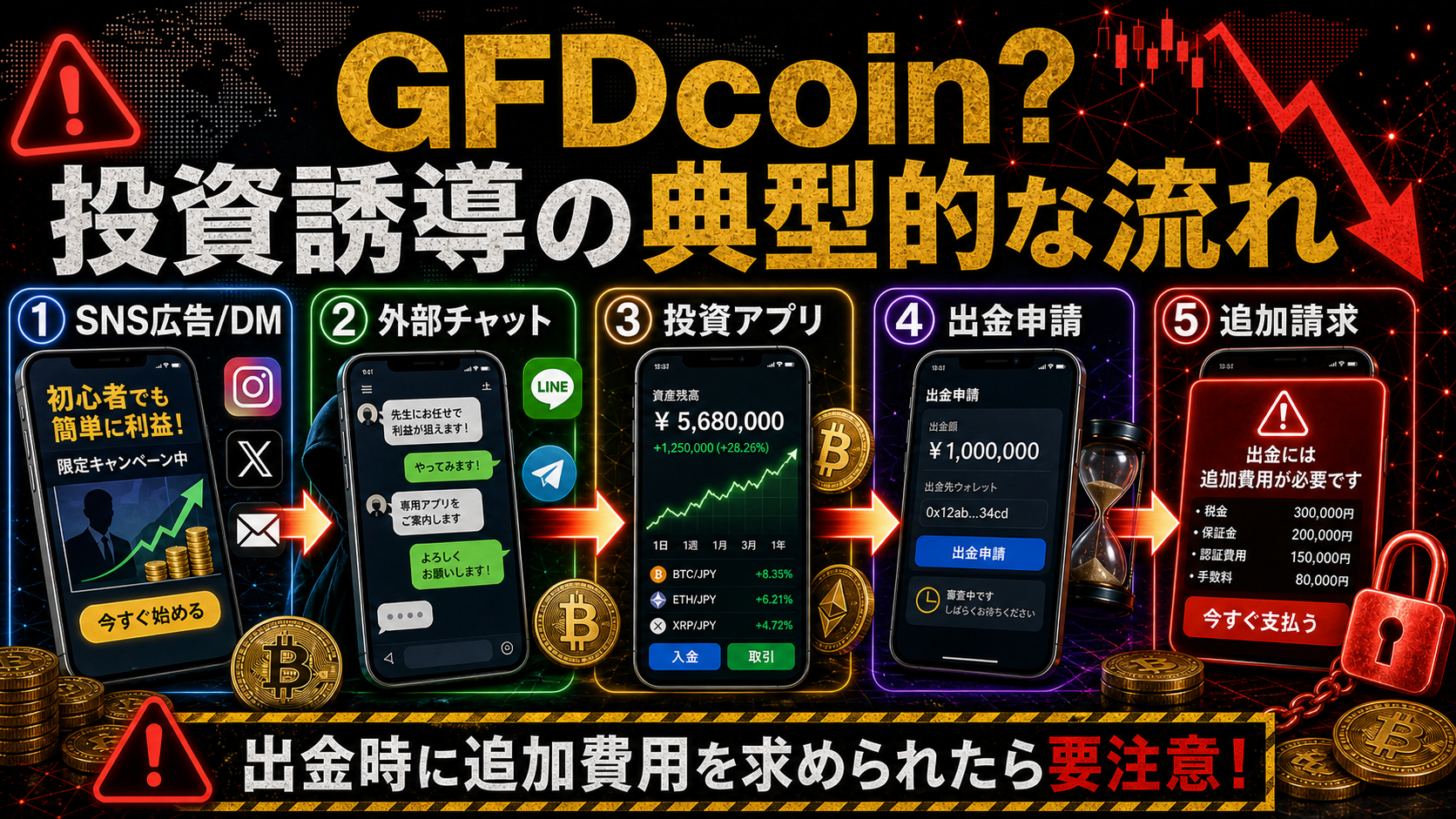 GFDcoinを名乗る投資誘導の流れ