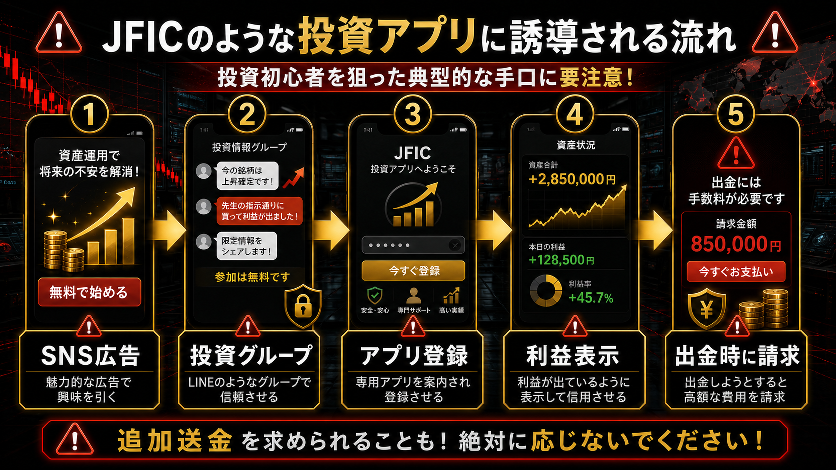JFICを名乗る投資誘導の流れ
