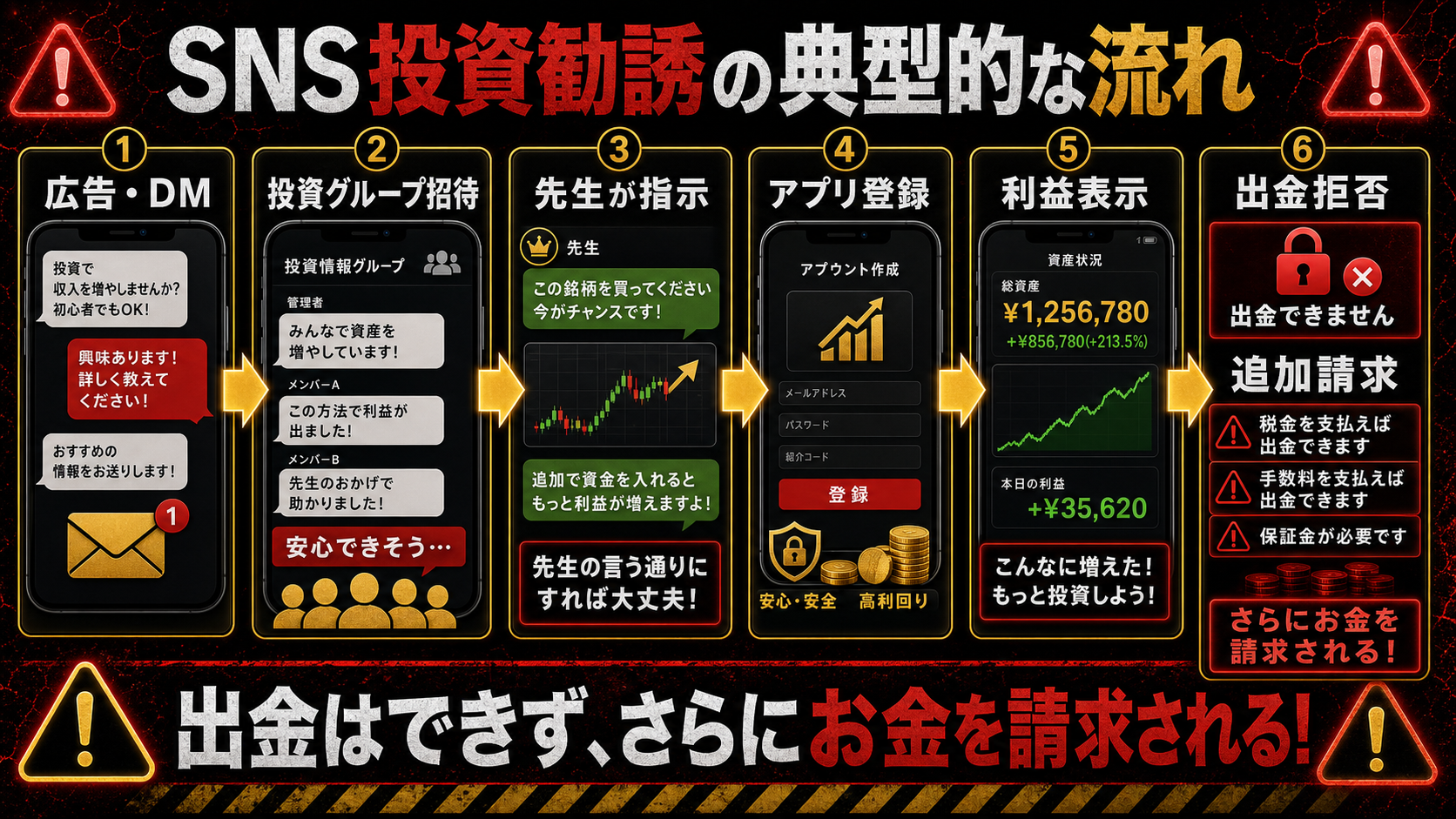 LINE投資グループから投資サイトへ誘導される流れ