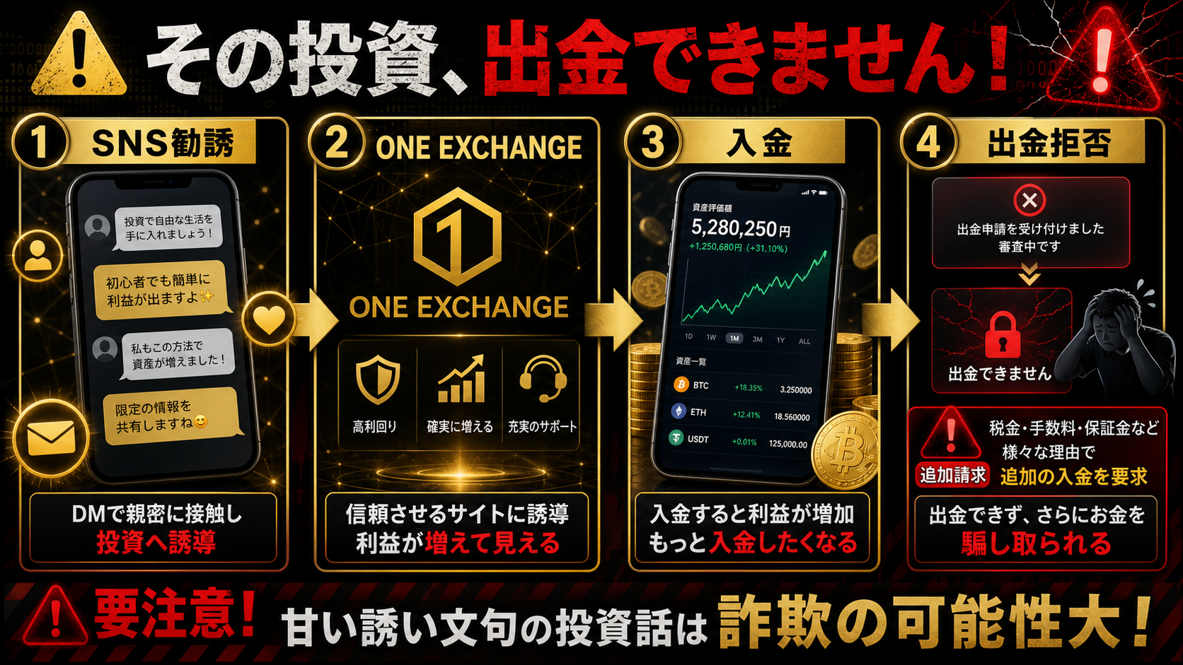 ONE EXCHANGEを名乗る投資誘導の流れ