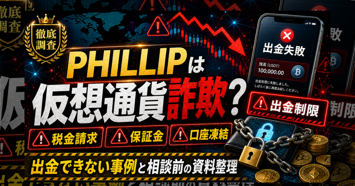 PHILLIPは仮想通貨詐欺？出金できないトラブル事例も？