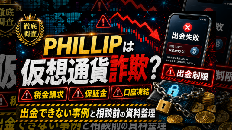 PHILLIPは仮想通貨詐欺？出金できないトラブル事例も？