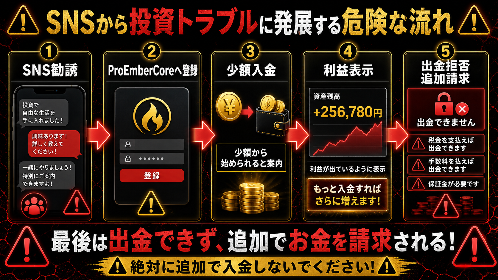 ProEmberCoreを名乗る投資誘導の流れ