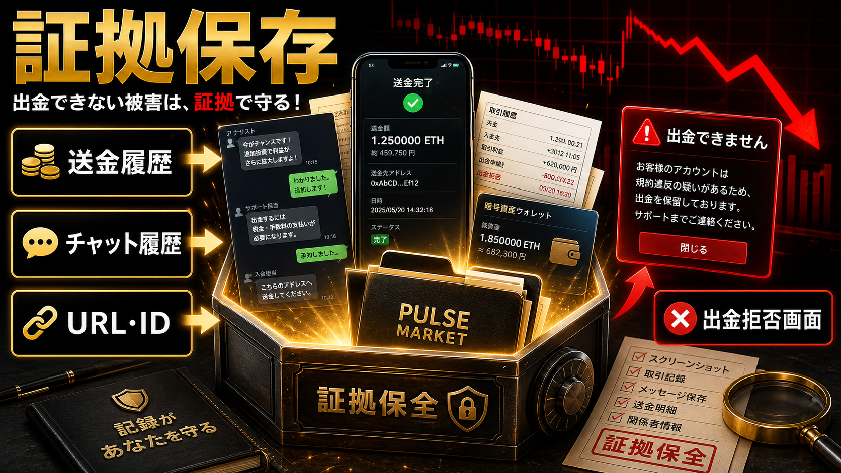 PULSE MARKETの出金トラブルで保存すべき証拠