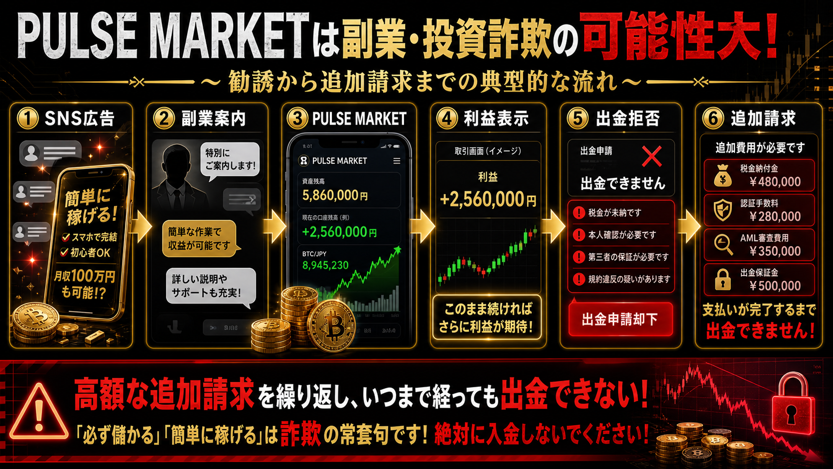 PULSE MARKETの副業・投資勧誘フロー