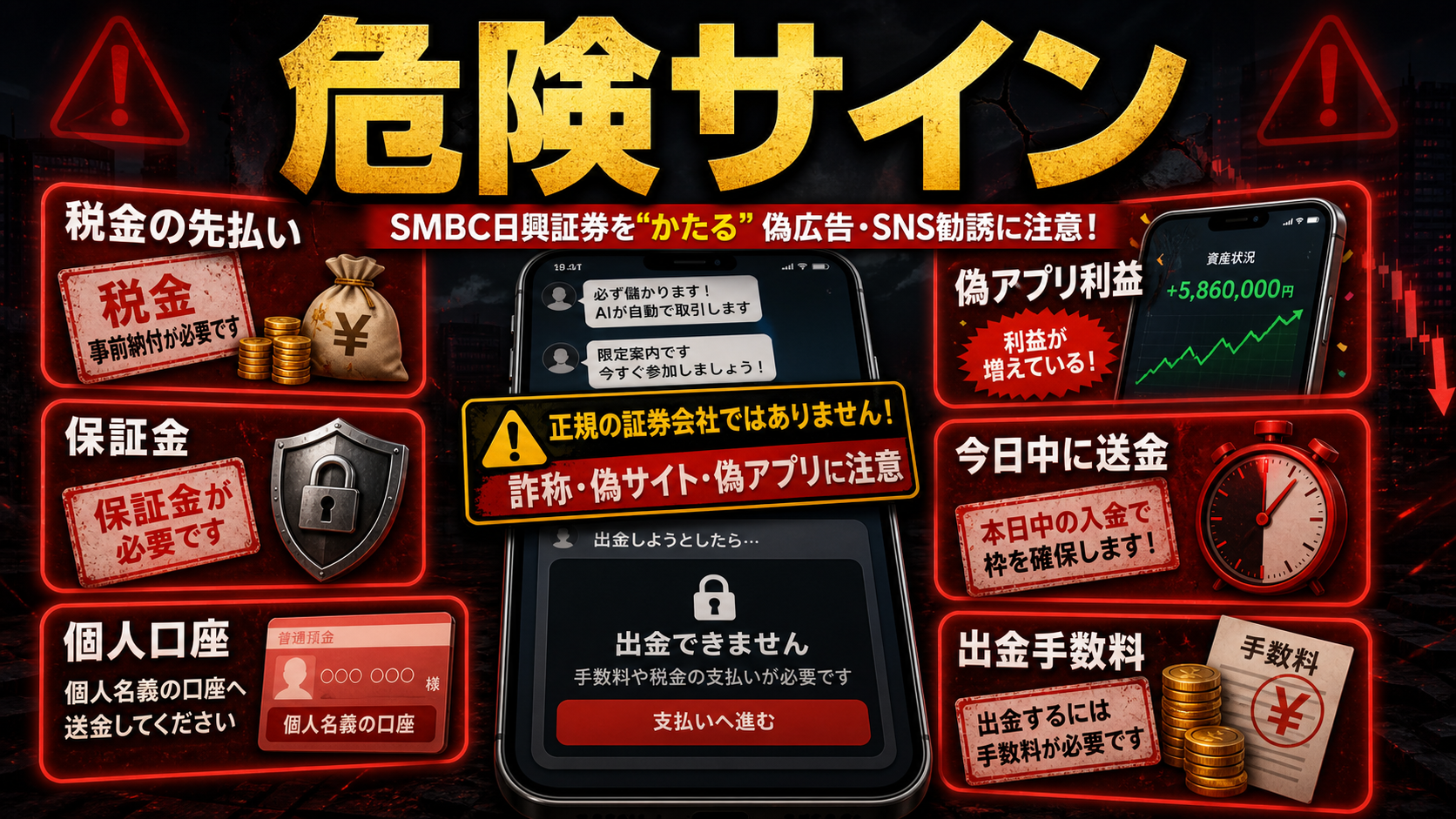 SMBC日興証券名をかたる偽広告やSNS勧誘で注意したい危険サイン