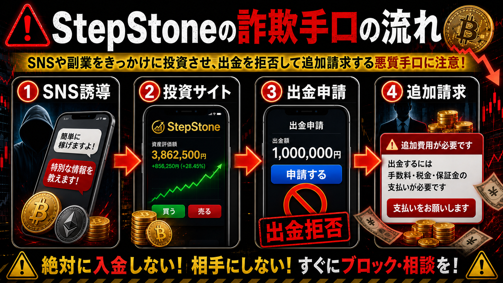 StepStoneを名乗る投資誘導の流れ