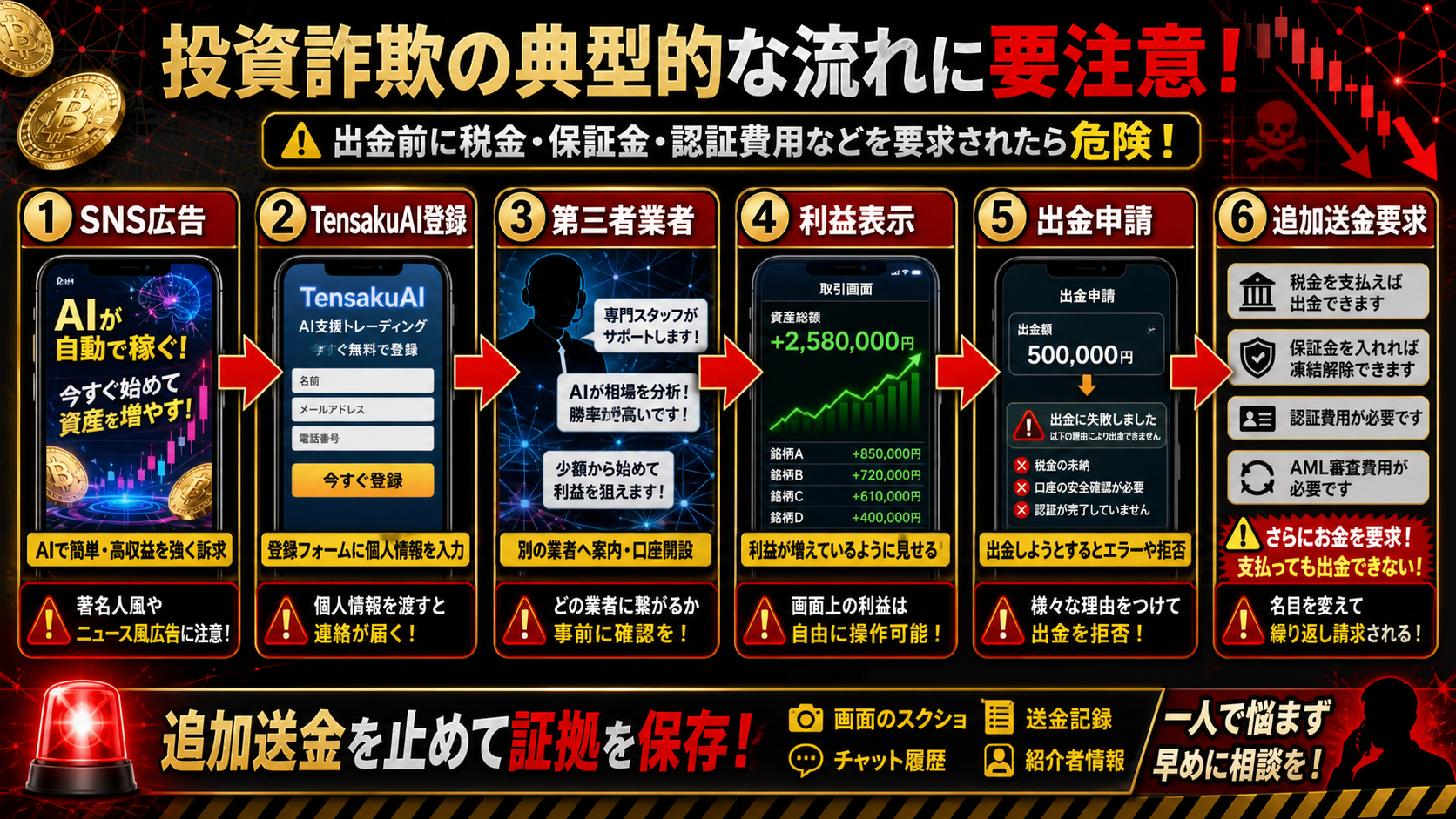TensakuAIを名乗る投資誘導の流れ