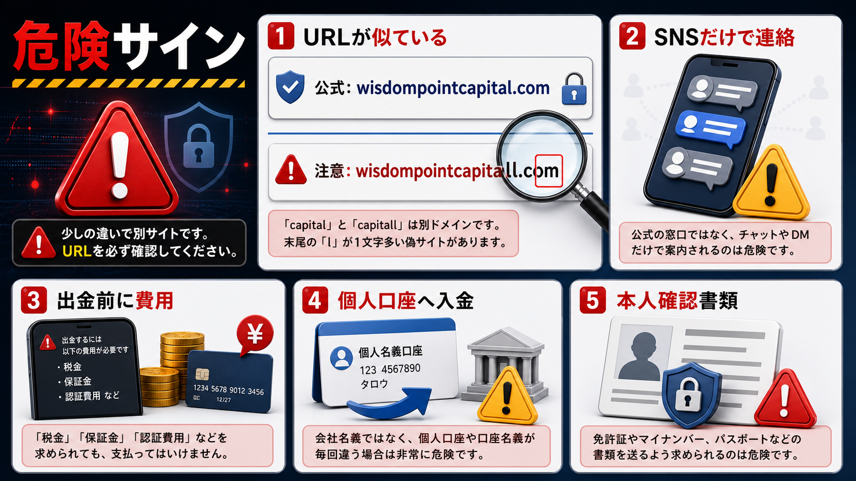 Wisdompoint Capital偽サイトで注意したい危険サイン