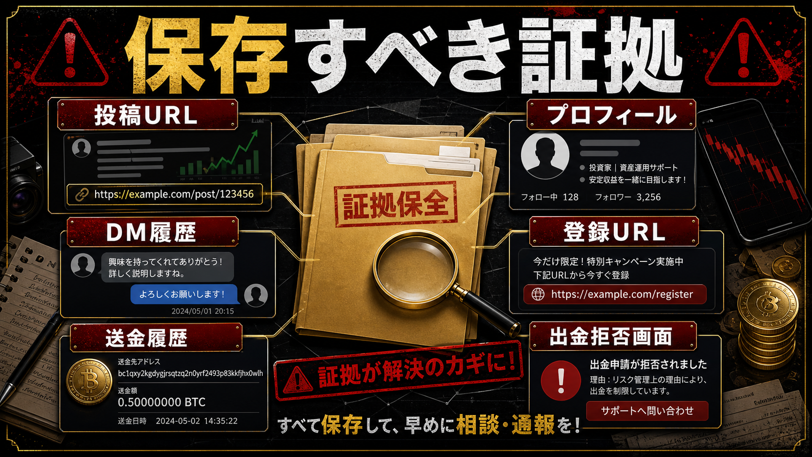 X/Twitter投資アカウント詐欺で保存すべき証拠