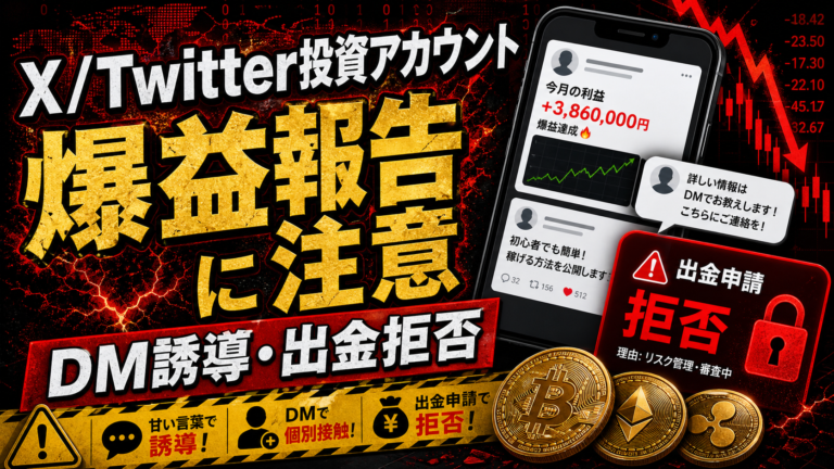 X/Twitterの投資アカウントは危険？爆益報告・DM誘導・コピトレ詐欺の注意点