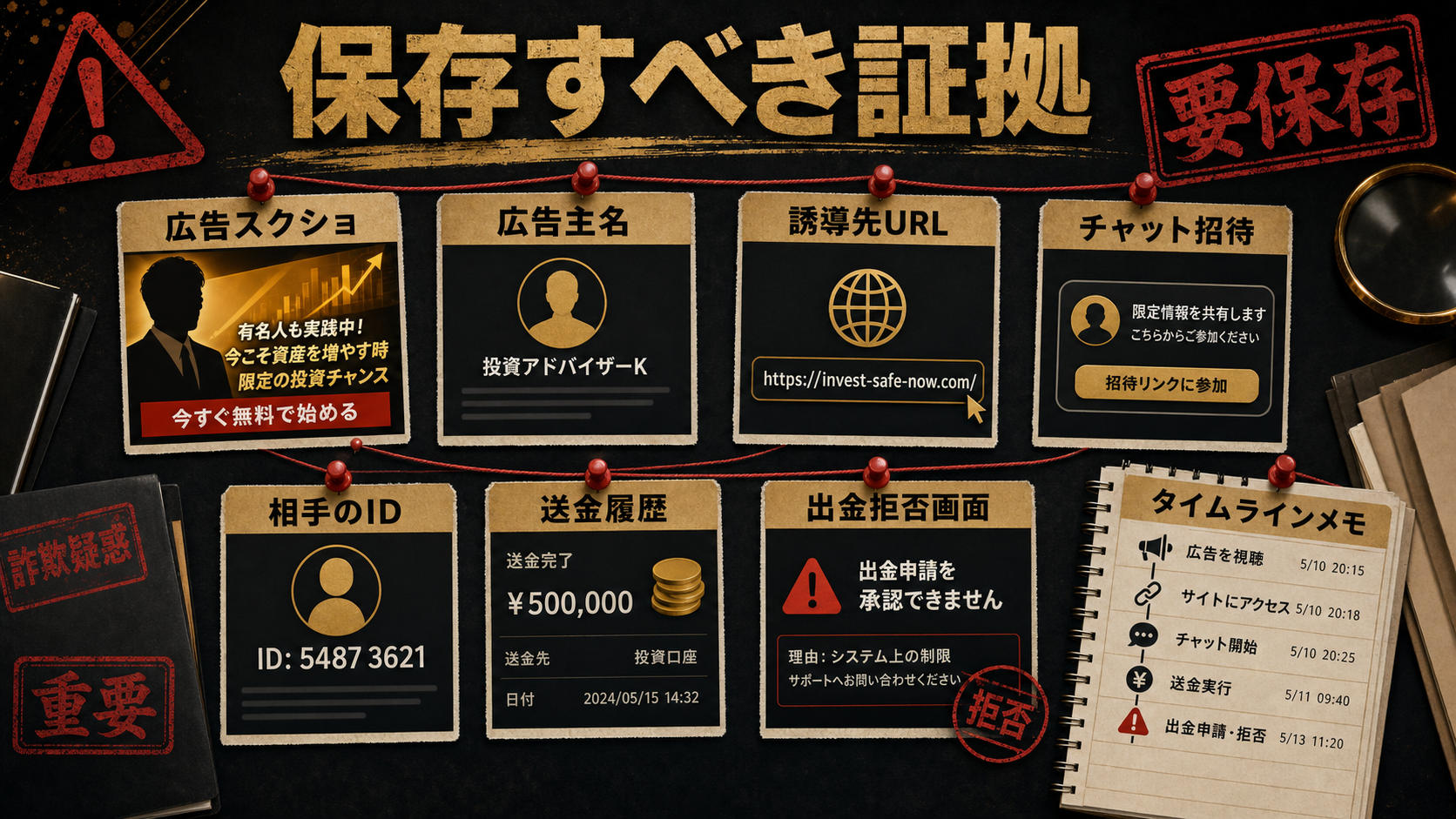 YouTube広告・著名人なりすまし投資詐欺で保存すべき証拠