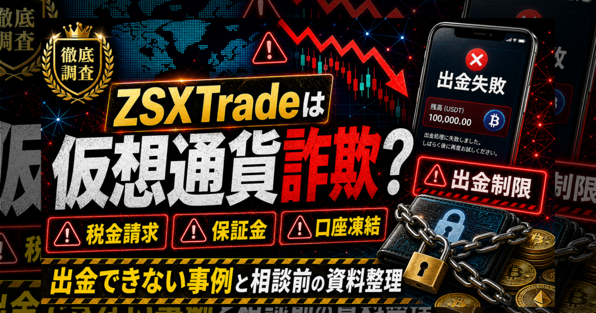 ZSXTradeは仮想通貨詐欺？出金できないトラブルも？