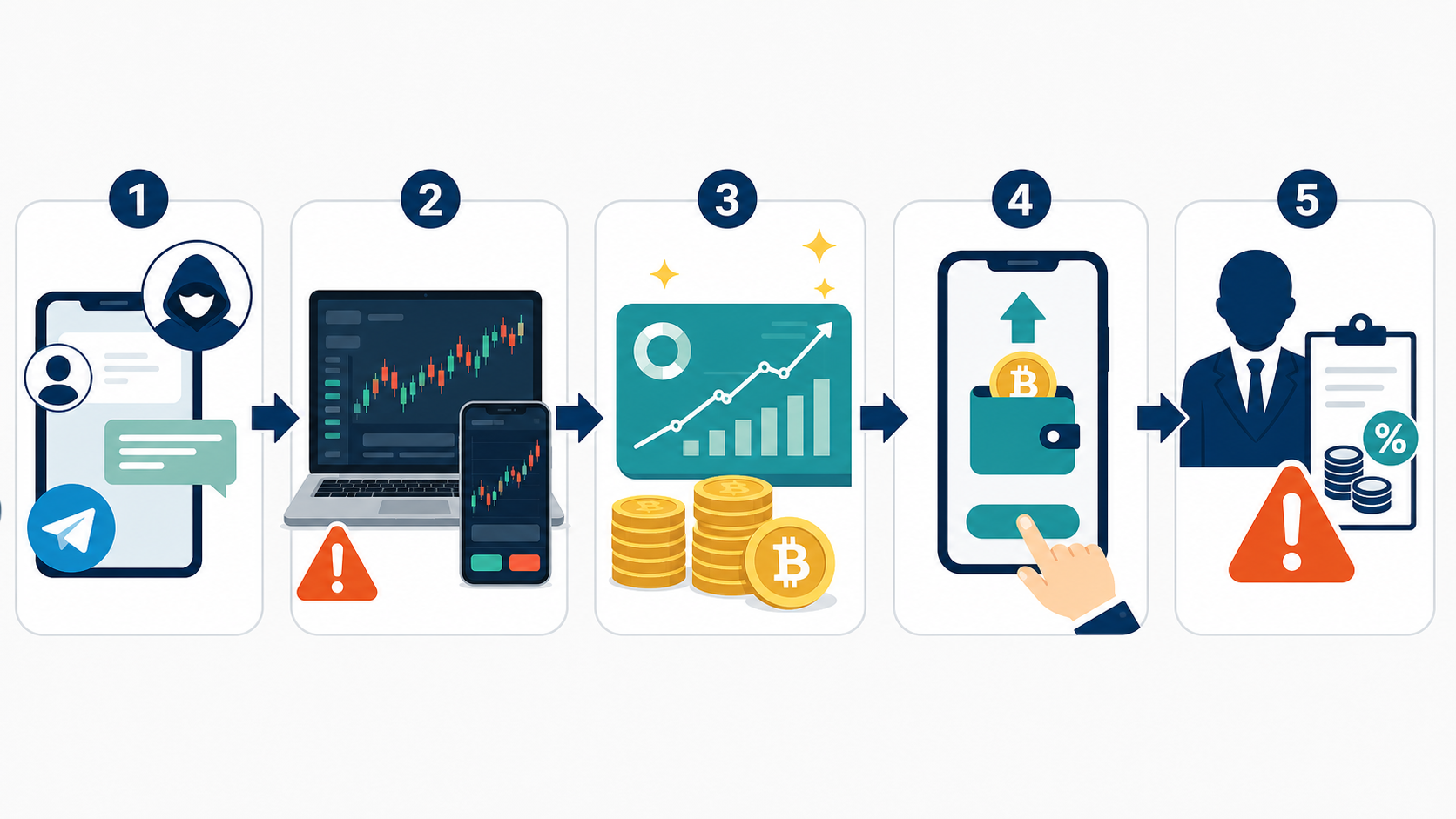 仮想通貨投資詐欺の流れ