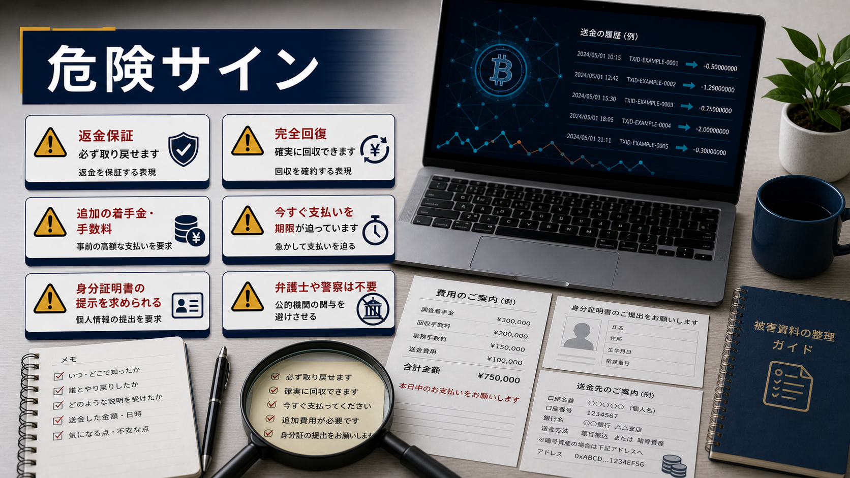 仮想通貨詐欺で返金保証や追加費用をうたう業者の危険サイン