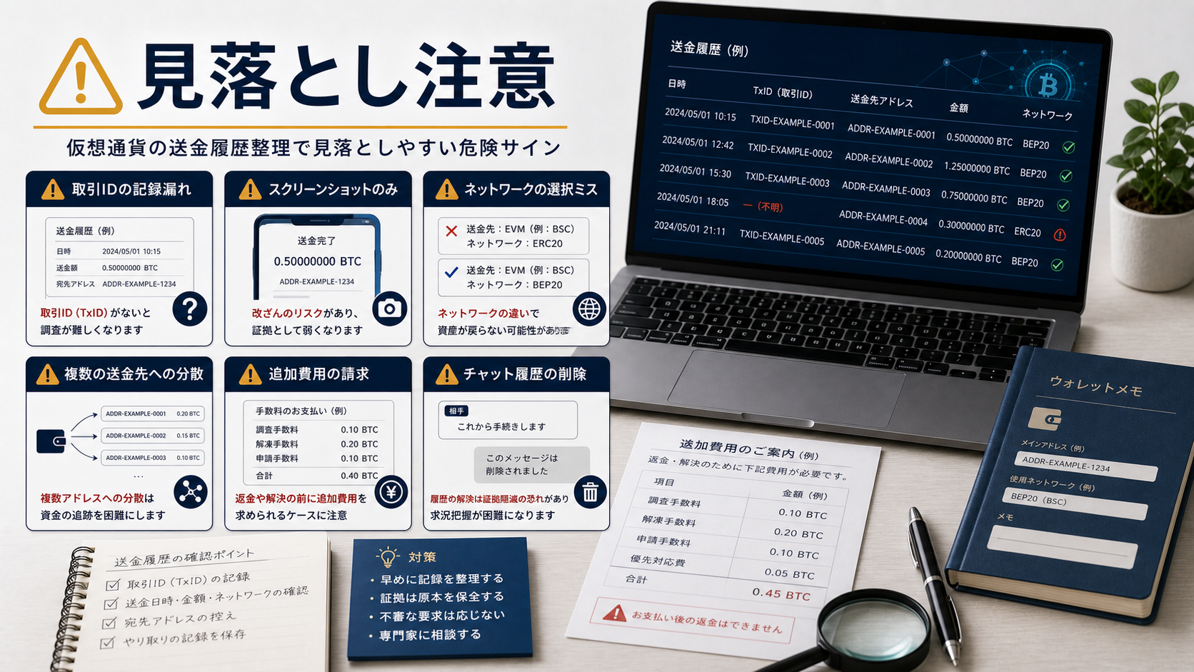 仮想通貨詐欺の送金履歴整理で見落としやすい危険サイン