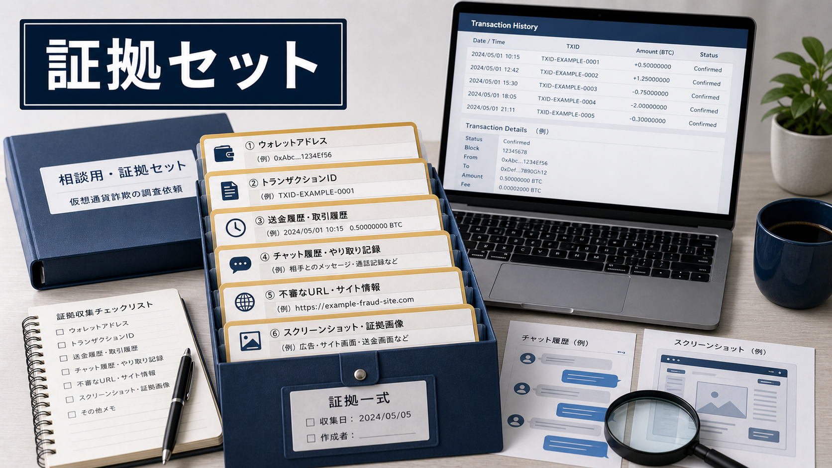 仮想通貨詐欺で調査会社へ渡す前にまとめたい証拠セット